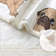 Load image into Gallery viewer, Pugs in Summer Bloom Soft Warm Fleece Blanket-Blanket-Blankets, Home Decor, Pug, Pug - Black-4
