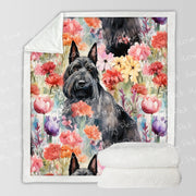 Botanical Beauty Scottish Terrier Soft Warm Fleece Blanket-Blanket-Blankets, Home Decor, Scottish Terrier-12