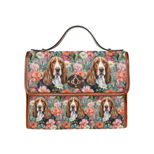 Load image into Gallery viewer, Botanical Beauty Basset Hounds Satchel Bag Purse-Accessories-Accessories, Bags, Basset Hound, Purse-One Size-7