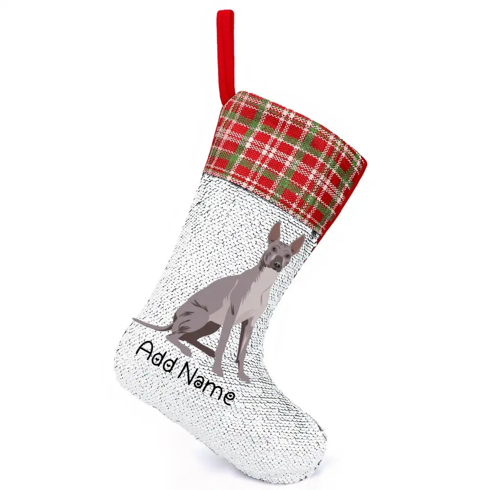Personalized Dog Lovers Shiny Sequin Christmas Stocking-Personalized Dog Gifts-Christmas, Home Decor-Sequinned Christmas Stocking-Sequinned Silver White-One Size-2