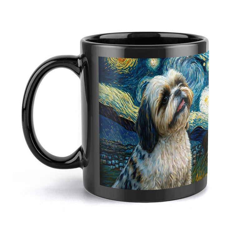 Starry Night Lhasa Apso Coffee Mug-Mug-Home Decor, Lhasa Apso, Mugs-Black-5