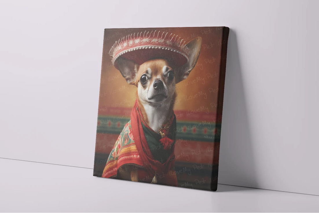 Fiesta Portrait Fawn Red Chihuahua Wall Art Poster-Art-Chihuahua, Dog Art, Home Decor, Poster-4