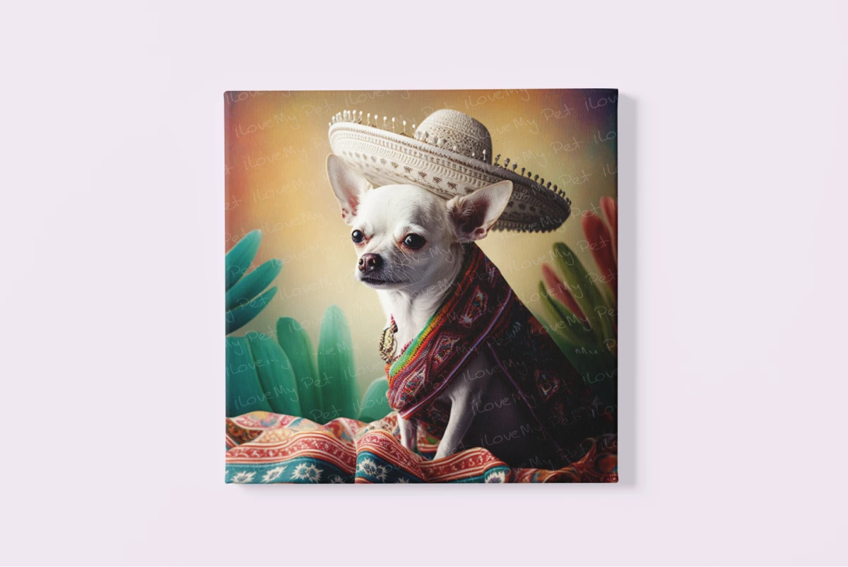 Chihuahua Poster - Sombrero Serenade White Chihuahua Canvas  display picture 2