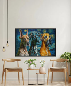 Starry Night Serenade Great Danes Wall Art Poster-Art-Dog Art, Dog Dad Gifts, Dog Mom Gifts, Great Dane, Home Decor, Poster-2