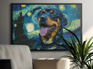 Starry Night Serenade Rottweiler Wall Art Poster-Art-Dog Art, Dog Dad Gifts, Dog Mom Gifts, Home Decor, Poster, Rottweiler-2