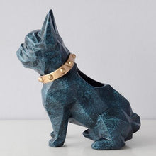 Load image into Gallery viewer, Image of a super-cute French Bulldog themed tabletop organiser statue in texture blue color