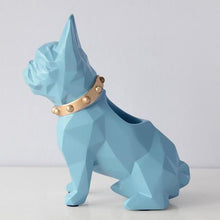 Load image into Gallery viewer, Image of a super-cute French Bulldog themed tabletop organiser statue in sky blue color