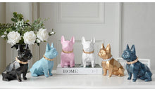 Load image into Gallery viewer, Collage of six images showcasing a French Bulldog themed tabletop organiser statue in different colors including black, sky blue, pink, white gold, and texture blue color