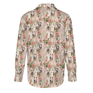 Afghan Hounds in a Floral Symphony Women's Shirt-8