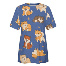 Load image into Gallery viewer, All the Shibas I Love All Over Print Women&#39;s Cotton T-Shirt - 4 Colors-Apparel-Apparel, Shiba Inu, Shirt, T Shirt-12