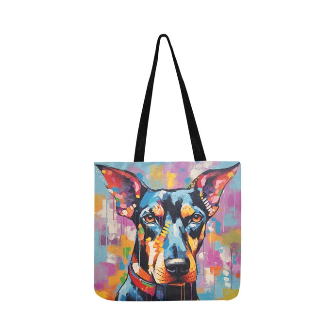 Artistic Essence Doberman Shopping Tote Bag-Accessories-Accessories, Bags, Doberman, Dog Dad Gifts, Dog Mom Gifts-White-ONESIZE-1