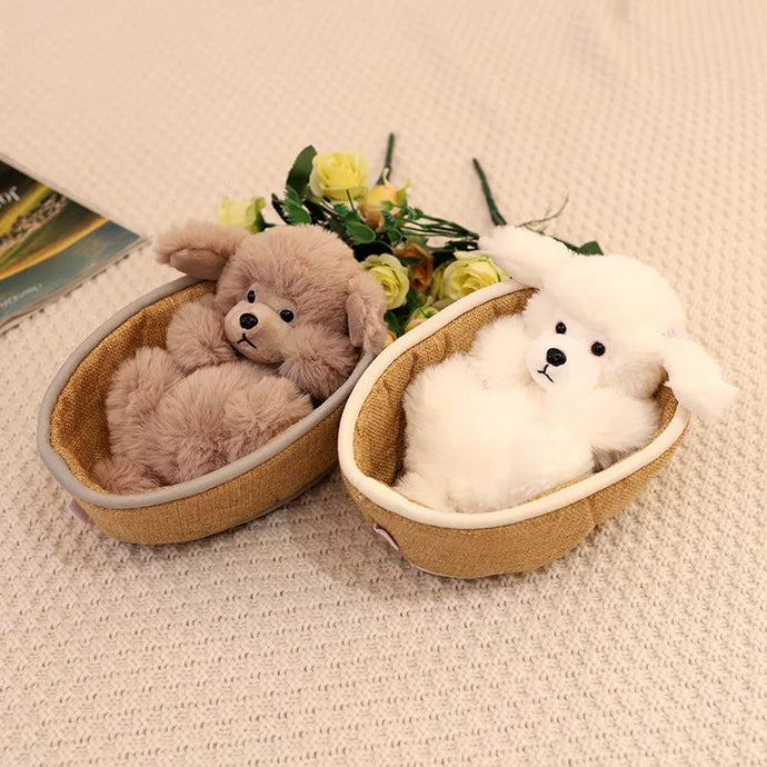 Baby Poodles in a Cradle Stuffed Animal Plush Toys-Stuffed Animals-Poodle, Stuffed Animal-1