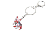 Load image into Gallery viewer, Image of a light pink color french bulldog keychain