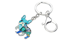 Image of a blue color french bulldog keychain