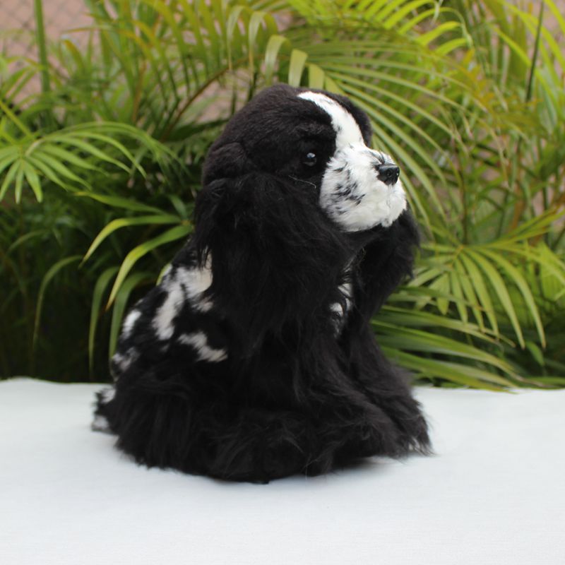 Black and White Cocker Spaniel Stuffed Animal Plush Toy