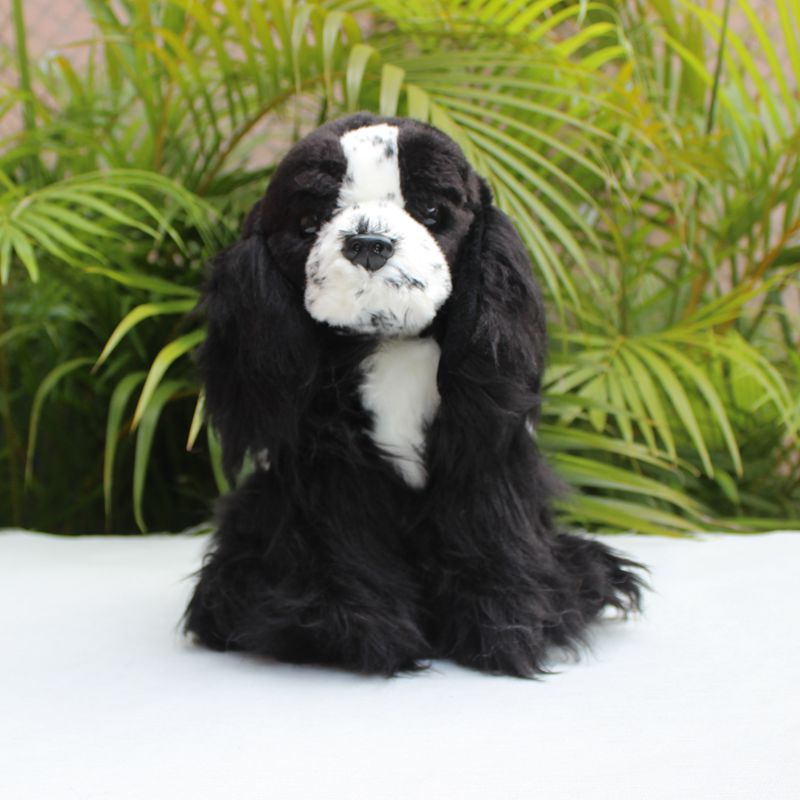 Black and white stuffed dog online