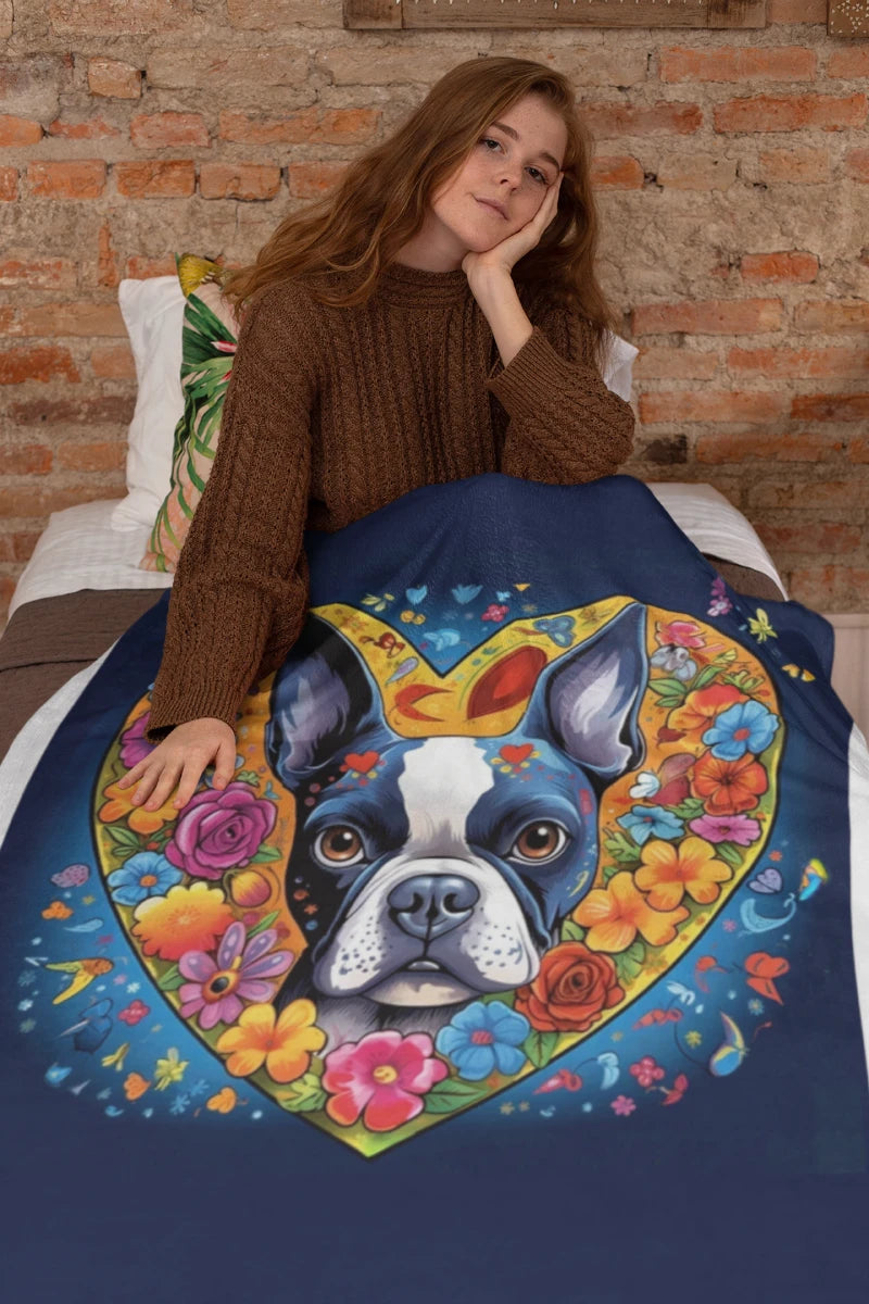Most Incredible Boston Terrier Love Soft Warm Fleece Blanket