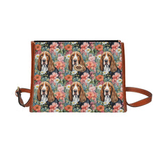 Load image into Gallery viewer, Botanical Beauty Basset Hounds Shoulder Bag Purse-Accessories-Accessories, Bags, Basset Hound, Purse-Black-ONE SIZE-2