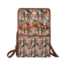 Load image into Gallery viewer, Botanical Beauty Basset Hounds Shoulder Bag Purse-Accessories-Accessories, Bags, Basset Hound, Purse-Black-ONE SIZE-5
