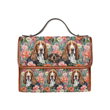 Load image into Gallery viewer, Botanical Beauty Basset Hounds Shoulder Bag Purse-Accessories-Accessories, Bags, Basset Hound, Purse-Black-ONE SIZE-1