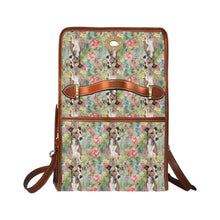 Load image into Gallery viewer, Brindle Greyhound / Whippet in Floral Bloom Shoulder Bag Purse-Black2-ONE SIZE-4