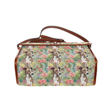 Load image into Gallery viewer, Brindle Greyhound / Whippet in Floral Bloom Shoulder Bag Purse-Black2-ONE SIZE-5