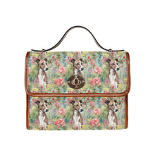Load image into Gallery viewer, Brindle Greyhound / Whippet in Floral Bloom Shoulder Bag Purse-Black2-ONE SIZE-1