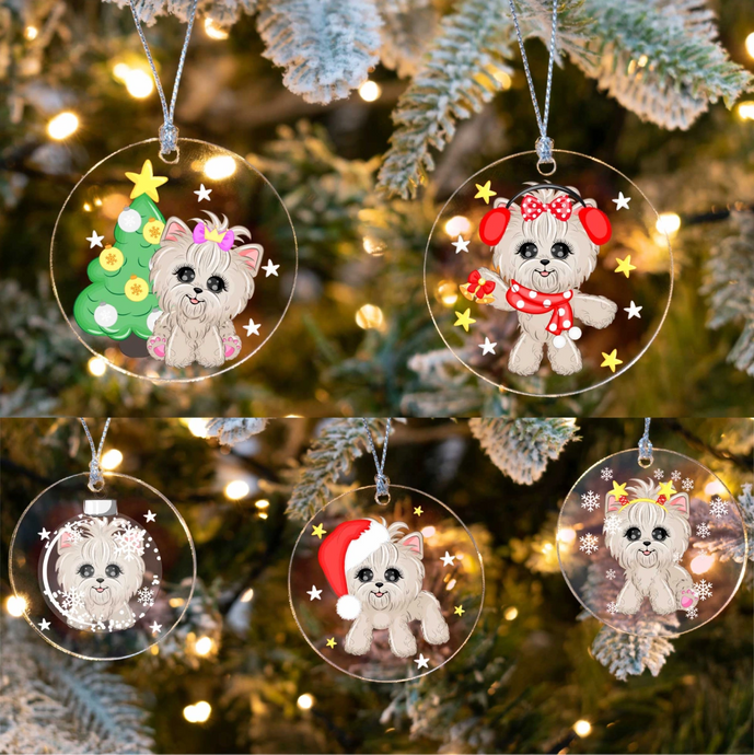 Merry Westie Christmas Tree Ornaments - 5 Designs Bundle-Christmas Ornament-Christmas, West Highland Terrier-Bundle of 5 (3 + 2 Free)-1