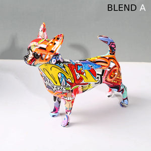 Standing Chihuahua Graffiti Design Multicolor Resin Statues-Home Decor-Chihuahua, Dog Dad Gifts, Dog Mom Gifts, Home Decor, Statue-Blend A-12