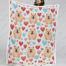 Load image into Gallery viewer, Chow Chows with Multicolor Hearts Soft Warm Fleece Blanket-Blanket-Blankets, Chow Chow, Home Decor-13