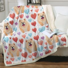 Load image into Gallery viewer, Chow Chows with Multicolor Hearts Soft Warm Fleece Blanket-Blanket-Blankets, Chow Chow, Home Decor-14