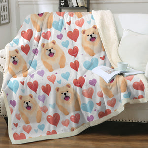 Chow Chows with Multicolor Hearts Soft Warm Fleece Blanket-Blanket-Blankets, Chow Chow, Home Decor-14