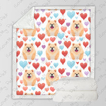Load image into Gallery viewer, Chow Chows with Multicolor Hearts Soft Warm Fleece Blanket-Blanket-Blankets, Chow Chow, Home Decor-3