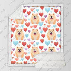 Chow Chows with Multicolor Hearts Soft Warm Fleece Blanket-Blanket-Blankets, Chow Chow, Home Decor-3