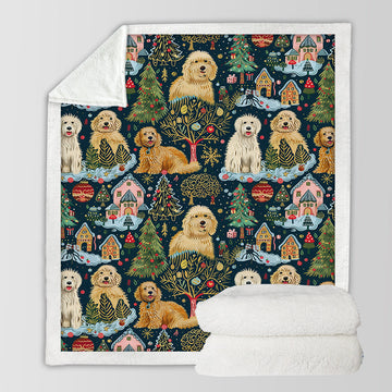 Christmas Cheer Goldendoodles Soft Warm Fleece Blanket-Blanket-Blankets, Christmas, Dog Dad Gifts, Dog Mom Gifts, Goldendoodle, Home Decor-10