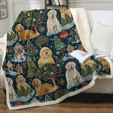 Christmas Cheer Goldendoodles Soft Warm Fleece Blanket-Blanket-Blankets, Christmas, Dog Dad Gifts, Dog Mom Gifts, Goldendoodle, Home Decor-1