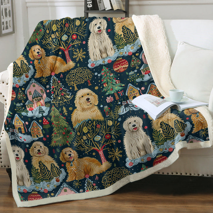 Christmas Cheer Goldendoodles Soft Warm Fleece Blanket-Blanket-Blankets, Christmas, Dog Dad Gifts, Dog Mom Gifts, Goldendoodle, Home Decor-1