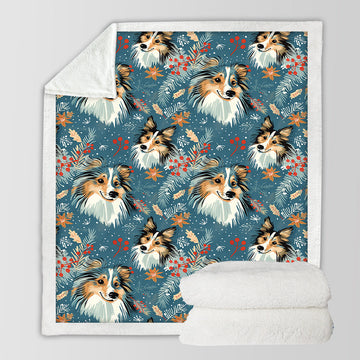 Christmas Snowflake Shelties / Collies Soft Warm Fleece Blanket-Blanket-Blankets, Christmas, Dog Dad Gifts, Dog Mom Gifts, Home Decor, Rough Collie, Shetland Sheepdog-10