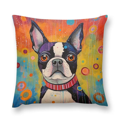 Colorful Dream Boston Terrier Plush Pillow Case-Cushion Cover-Boston Terrier, Dog Dad Gifts, Dog Mom Gifts, Home Decor, Pillows-12 