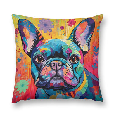 Colorful French Bulldog Tapestry Plush Pillow Case-Cushion Cover-Dog Dad Gifts, Dog Mom Gifts, French Bulldog, Home Decor, Pillows-12 