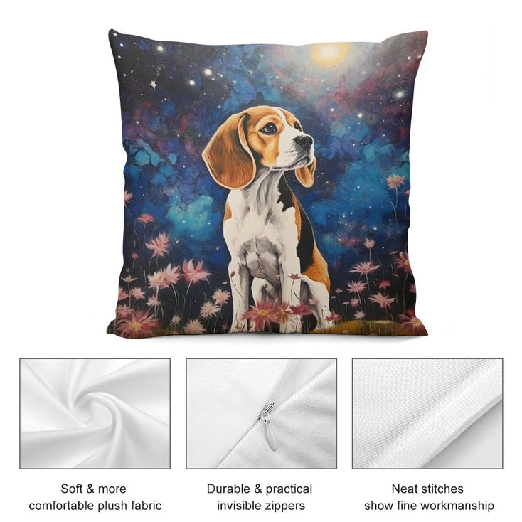 Cosmic Contemplation Beagle Plush Pillow Case-Cushion Cover-Beagle, Dog Dad Gifts, Dog Mom Gifts, Home Decor, Pillows-5