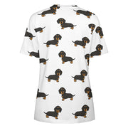 Cutest Black and Tan Dachshund All Over Print Women's Cotton T-Shirt - 4 Colors-Apparel-Apparel, Dachshund, Shirt, T Shirt-11