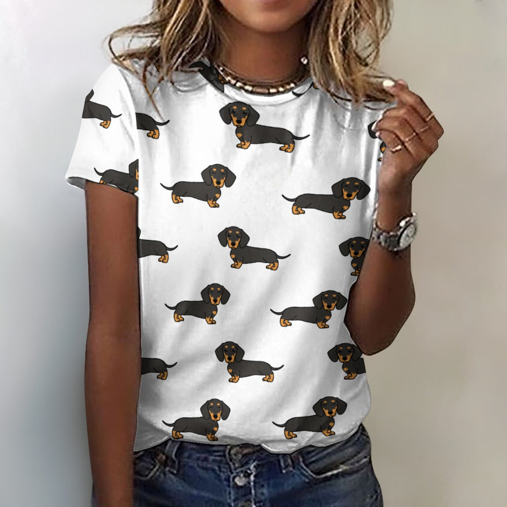Cutest Black and Tan Dachshund All Over Print Women's Cotton T-Shirt