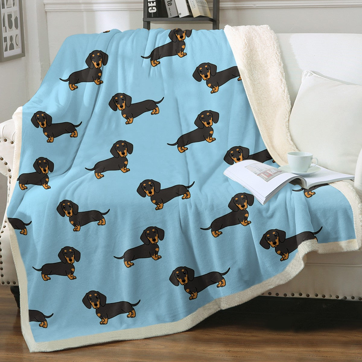 Cutest Black and Tan Dachshund Soft Warm Fleece Blanket Colors