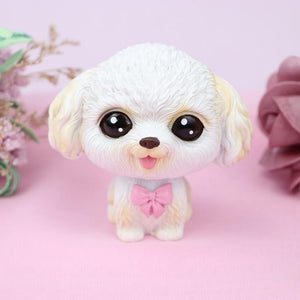 Cutest Brown Toy Poodle Love Miniature BobbleheadCar AccessoriesToy Poodle - White