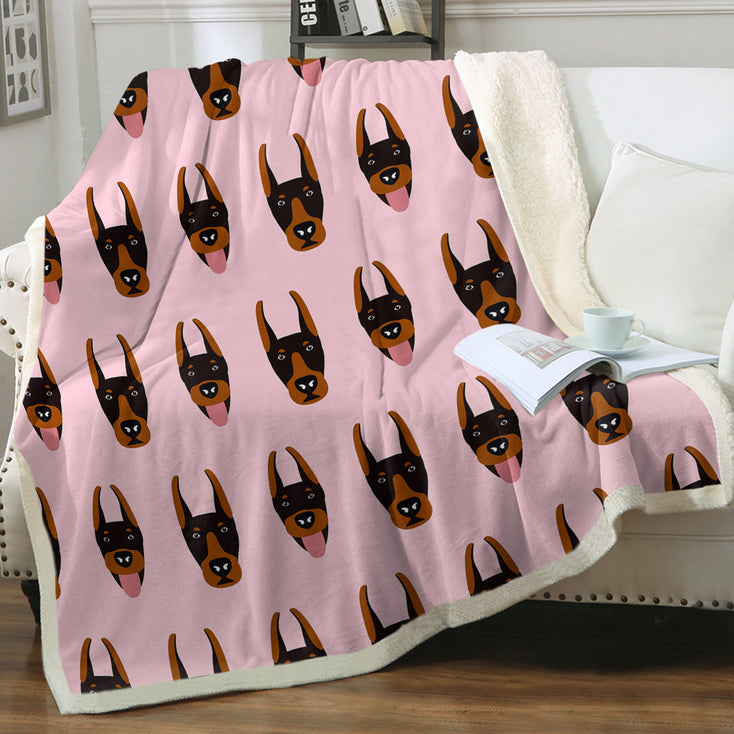 Cutest Doberman Love Soft Warm Fleece Blanket-Blanket-Blankets, Doberman, Home Decor-Soft Pink-Small-2