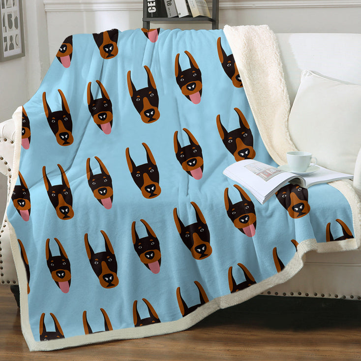 Cutest Doberman Love Soft Warm Fleece Blanket-Blanket-Blankets, Doberman, Home Decor-Sky Blue-Small-3