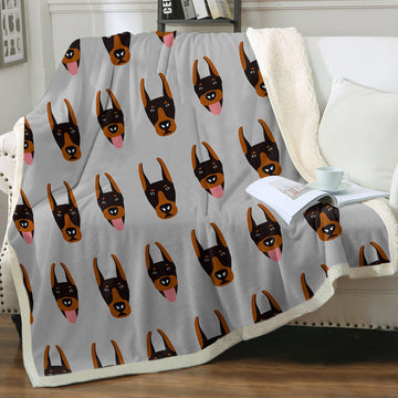 Cutest Doberman Love Soft Warm Fleece Blanket-Blanket-Blankets, Doberman, Home Decor-Warm Gray-Small-4