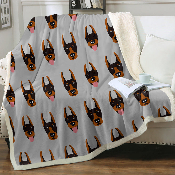 Cutest Doberman Love Soft Warm Fleece Blanket-Blanket-Blankets, Doberman, Home Decor-Warm Gray-Small-4