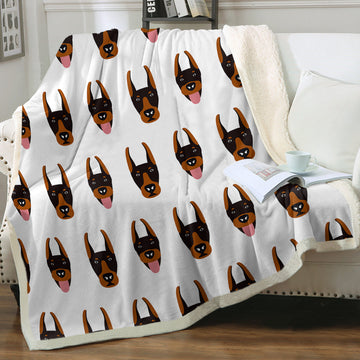 Cutest Doberman Love Soft Warm Fleece Blanket-Blanket-Blankets, Doberman, Home Decor-Ivory-Small-1
